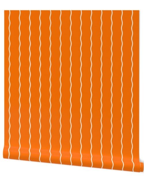 Small Double Squiggly White Lines on Orange Wallpaper