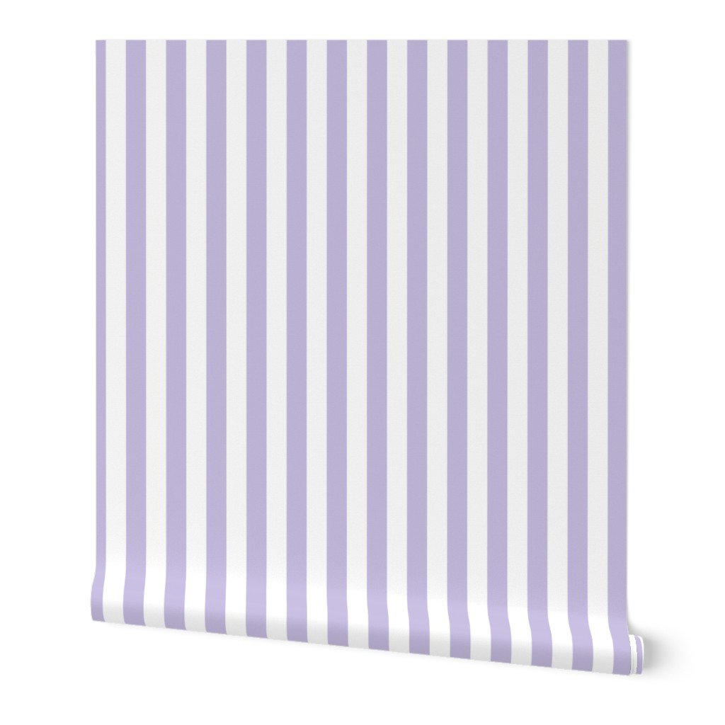 One Inch Beach Hut Stripes in Springtime Lavender and White Wallpaper One Inch Beach Hut Stripes in Springtime Lavender and White Wallpaper