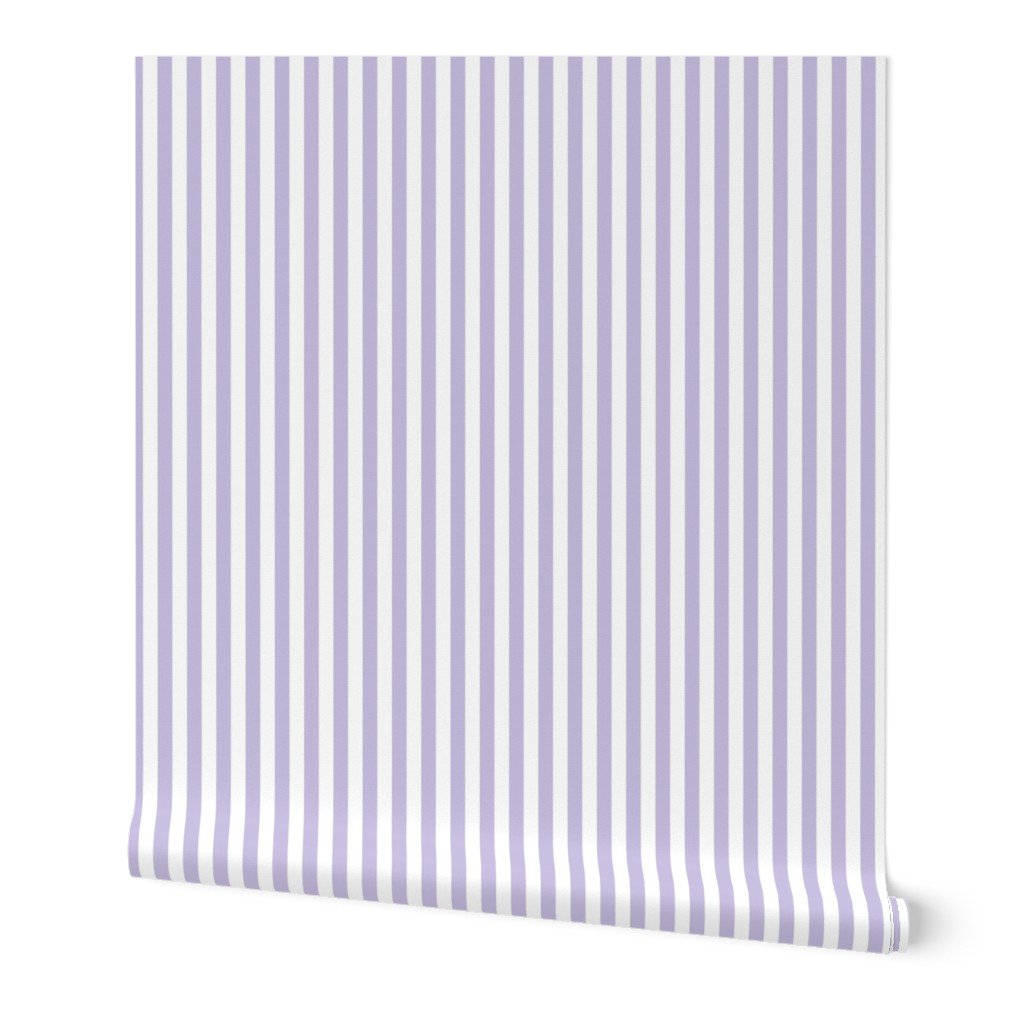 Half Inch 1/2″ Picnic Stripes in Springtime Lavender and White Wallpaper Half Inch 1/2" Picnic Stripes in Springtime Lavender and White Wallpaper