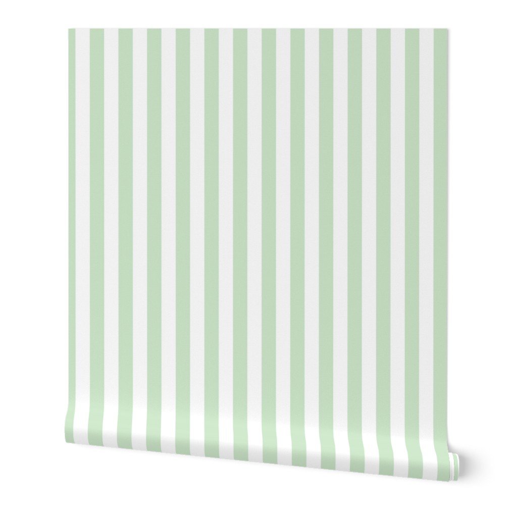 One Inch Beach Hut Stripes in Springtime Mint and White Wallpaper One Inch Beach Hut Stripes in Springtime Mint and White Wallpaper