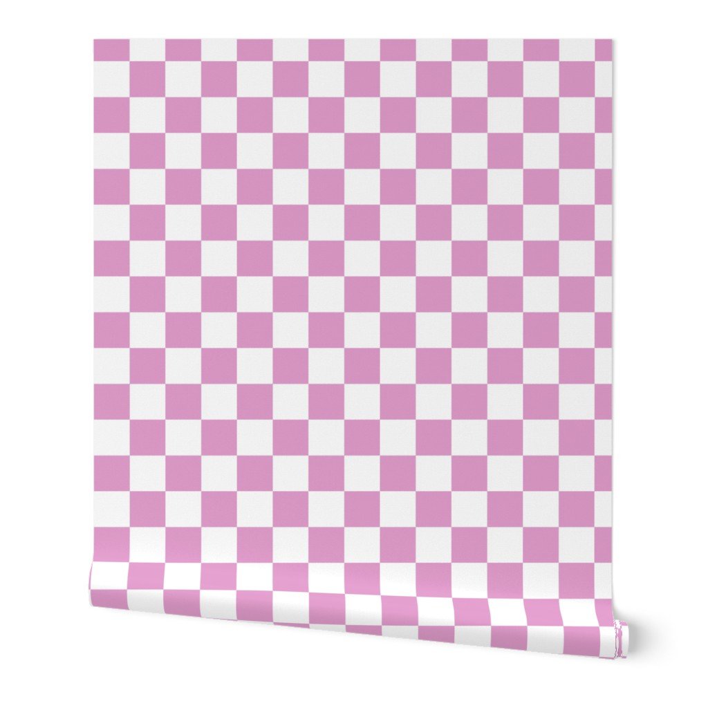 Two Inch Checks in Springtime Pink and White Wallpaper Two Inch Checks in Springtime Pink and White Wallpaper