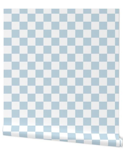 Two Inch Checks in Springtime Sky Blue and White Wallpaper