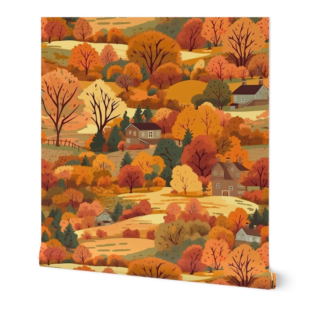 Vintage New England Village Autumn Wallpaper Vintage New England Village Autumn Wallpaper