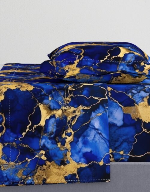 Cobalt Blue and  Gold Alcohol Ink 3 Sheet Set