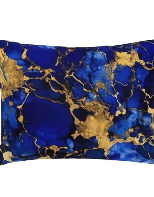 Cobalt Blue and  Gold Alcohol Ink 3 Standard Pillow Sham