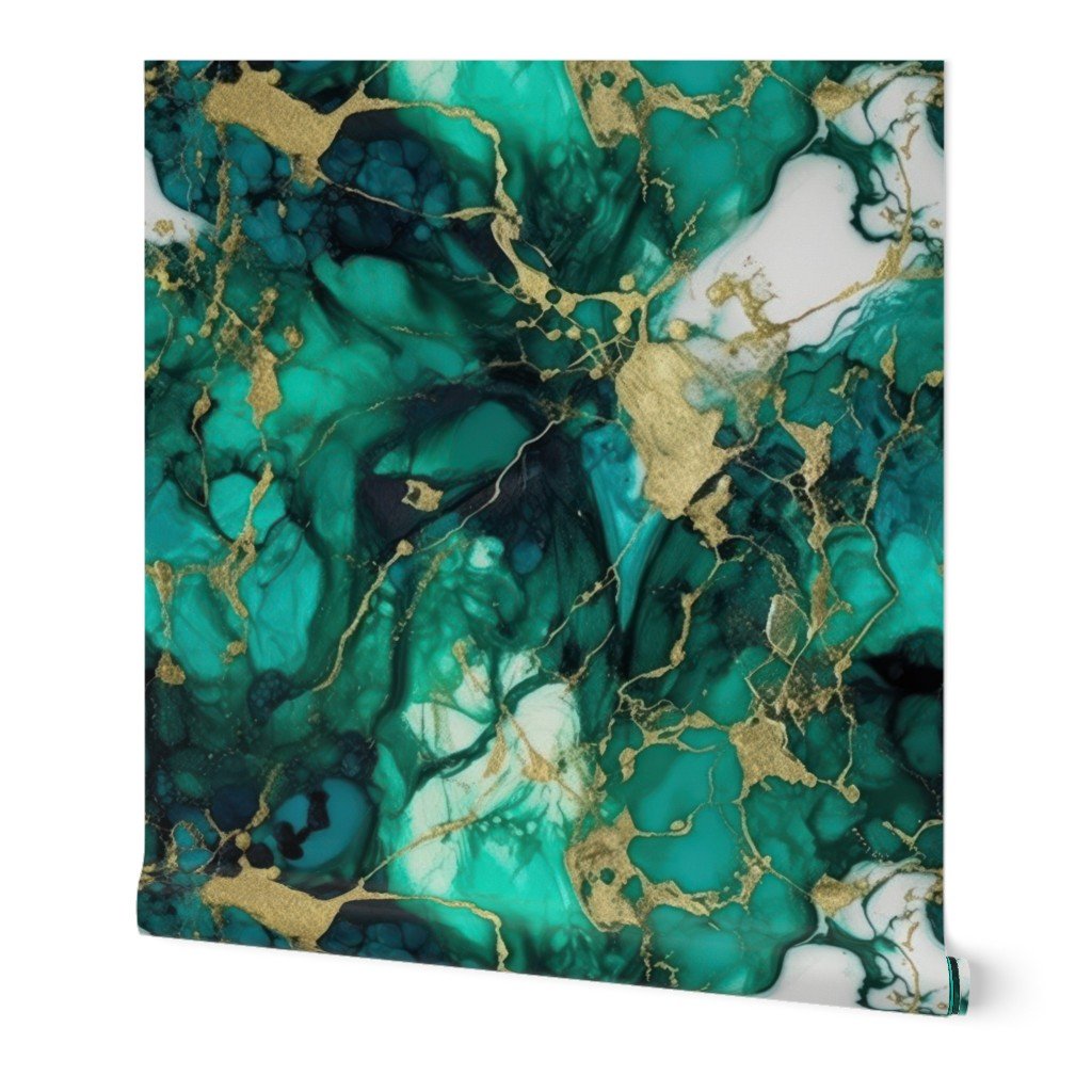 Emerald and Gold Alcohol Ink 2 Wallpaper Emerald and Gold Alcohol Ink 2 Wallpaper