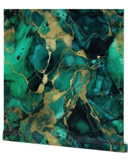 Emerald and Gold Alcohol Ink 4 Wallpaper