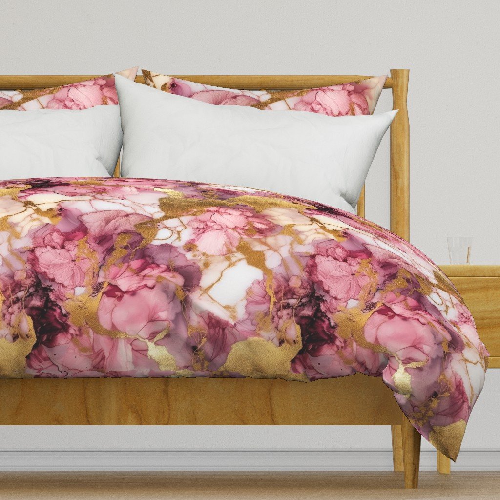 Rose Quartz and Gold Alcohol Ink 1 Duvet Cover Rose Quartz and Gold Alcohol Ink 1 Duvet Cover