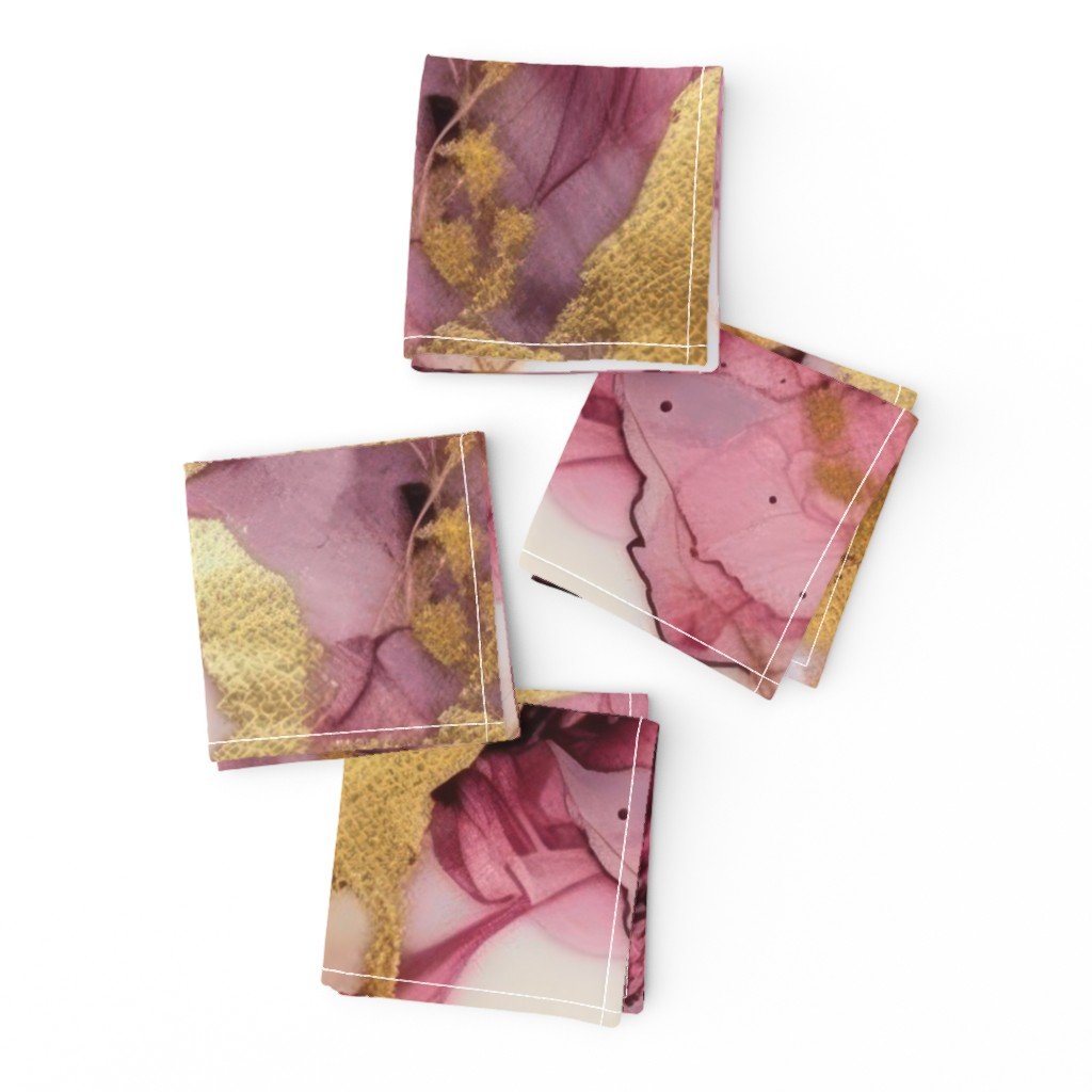 Rose Quartz and Gold Alcohol Ink 1 Cocktail Napkins Rose Quartz and Gold Alcohol Ink 1 Cocktail Napkins