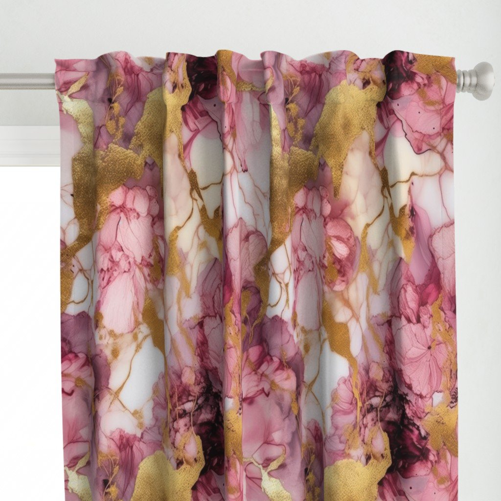 Rose Quartz and Gold Alcohol Ink 1 Curtains Rose Quartz and Gold Alcohol Ink 1 Curtains
