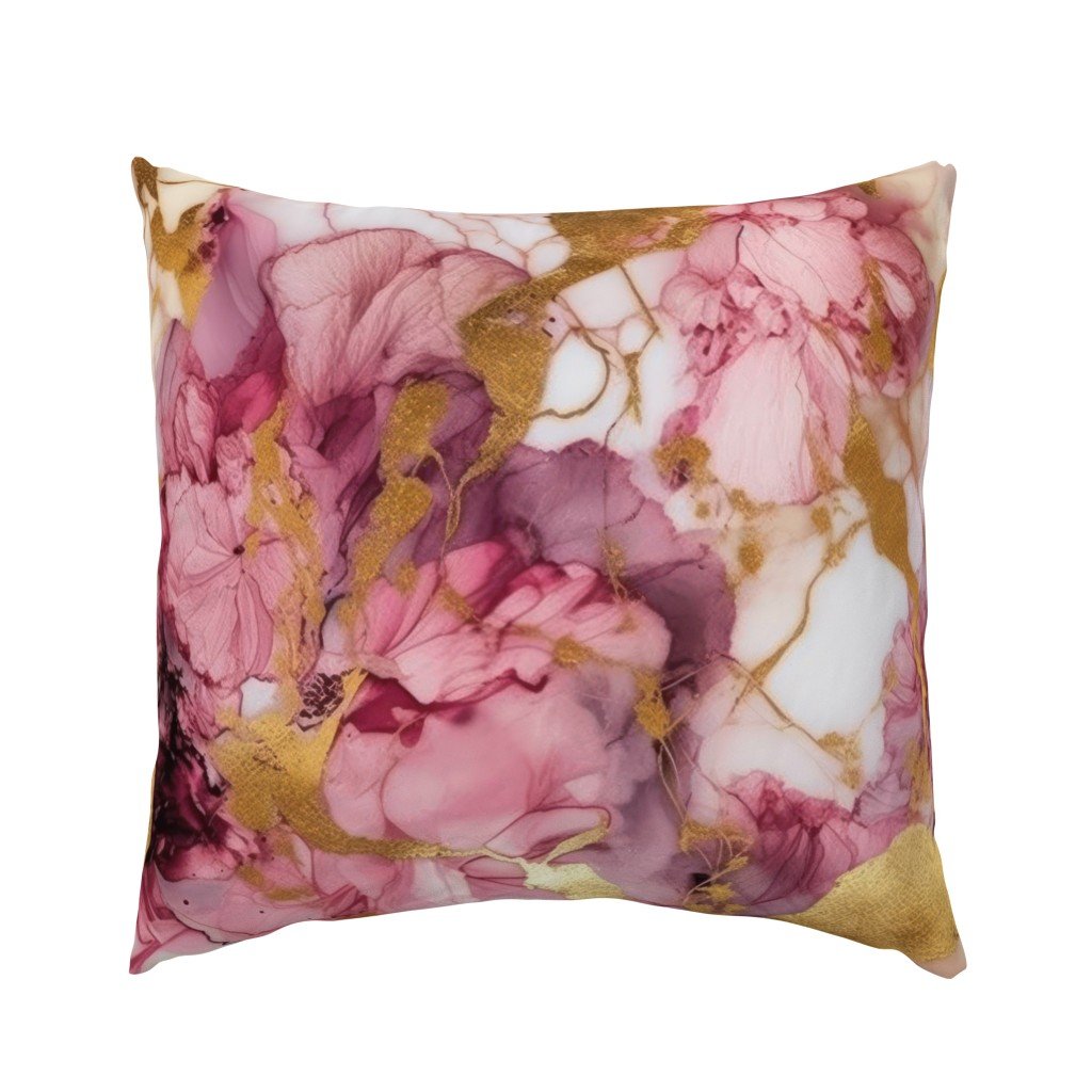 Rose Quartz and Gold Alcohol Ink 1 Euro Pillow Sham Rose Quartz and Gold Alcohol Ink 1 Euro Pillow Sham