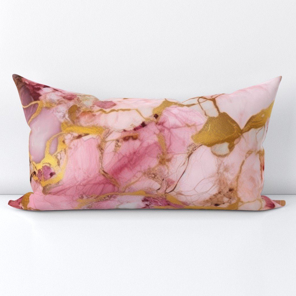 Rose Quartz and Gold Alcohol Ink 4 Lumbar Throw Pillow Rose Quartz and Gold Alcohol Ink 4 Lumbar Throw Pillow