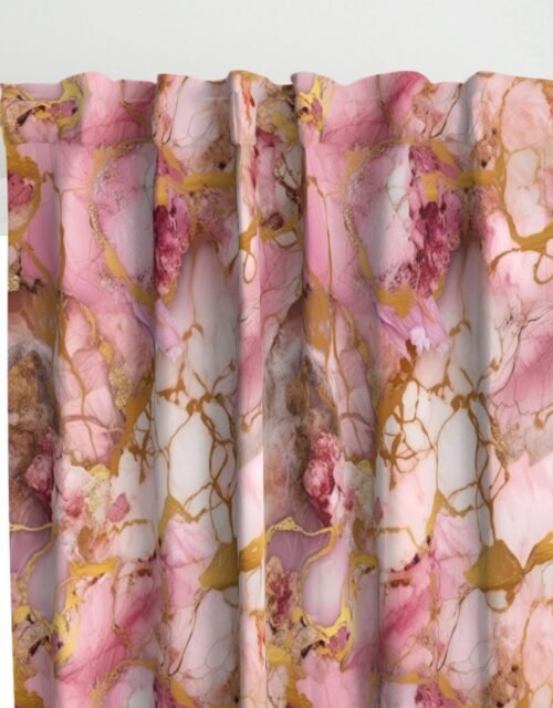 Rose Quartz and Gold Alcohol Ink 4 Curtains
