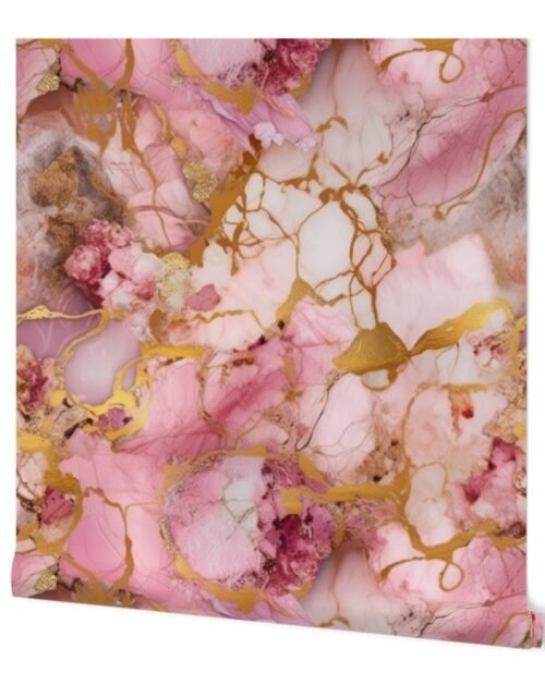 Rose Quartz and Gold Alcohol Ink 4 Wallpaper