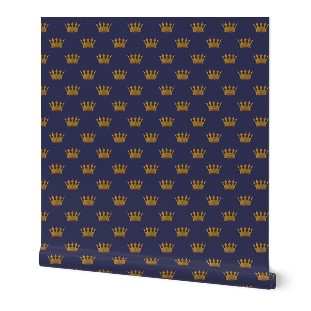 Small 2 Inch Gold Crowns on Royal Blue Wallpaper Small 2 Inch Gold Crowns on Royal Blue Wallpaper