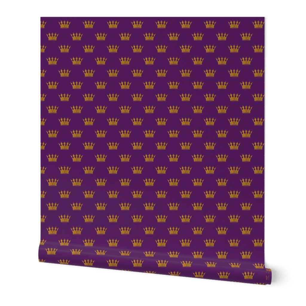 Small 1.5 Inch Gold Crowns on Royal Purple Wallpaper Small 1.5 Inch Gold Crowns on Royal Purple Wallpaper
