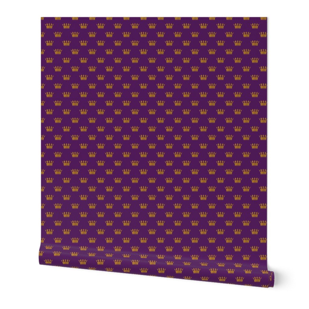 Small 1 Inch Gold Crowns on Royal Purple Wallpaper Small 1 Inch Gold Crowns on Royal Purple Wallpaper