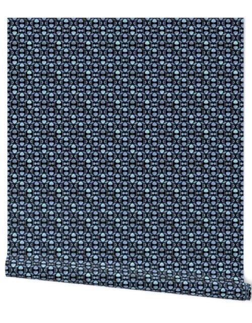 Small Scallop Shells in Black and Pearl Art Deco Vintage Foil Pattern Wallpaper