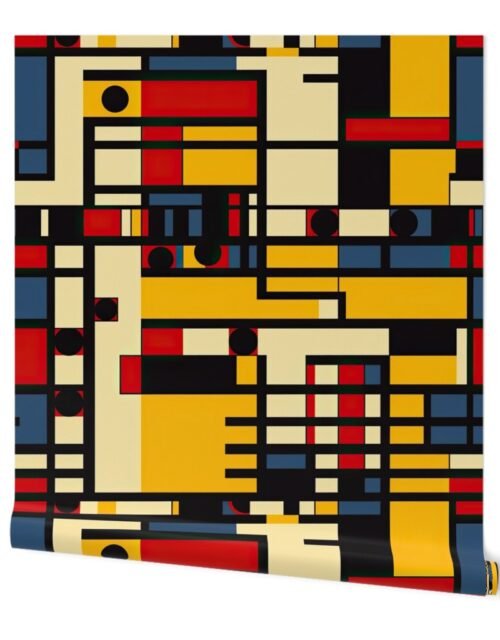 Classic De Stijl Geometric Primary Color Pattern Wallpaper