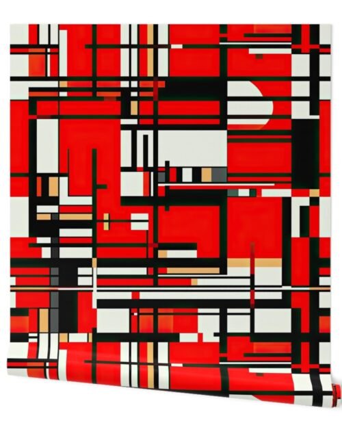 De Stijl Geometric Color Pattern in Red Wallpaper