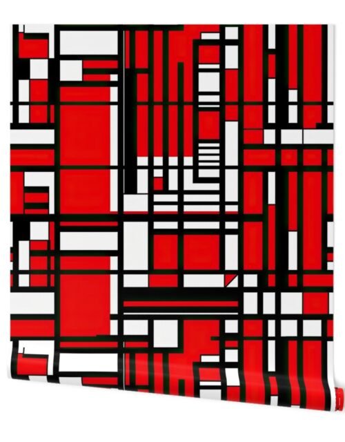 De Stijl Geometric Color Pattern in Red Wallpaper