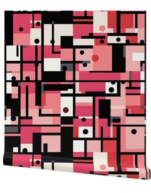 De Stijl Geometric Color Pattern in Pink Wallpaper