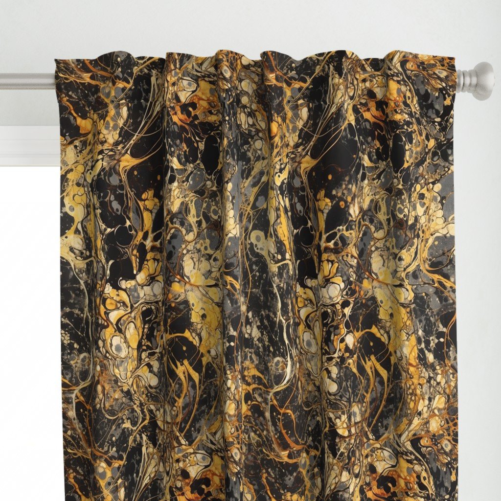 Black and Gold Drip Paint Splatter Technique Curtains Black and Gold Drip Paint Splatter Technique Curtains