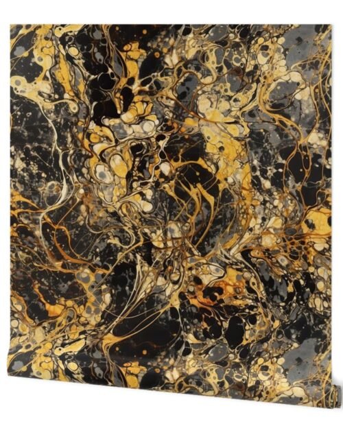 Black and Gold Drip Paint Splatter Technique Wallpaper