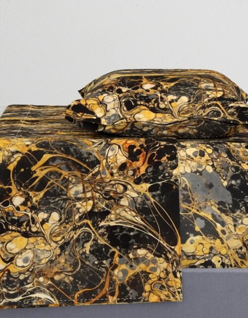 Black and Gold Drip Paint Splatter Technique Sheet Set