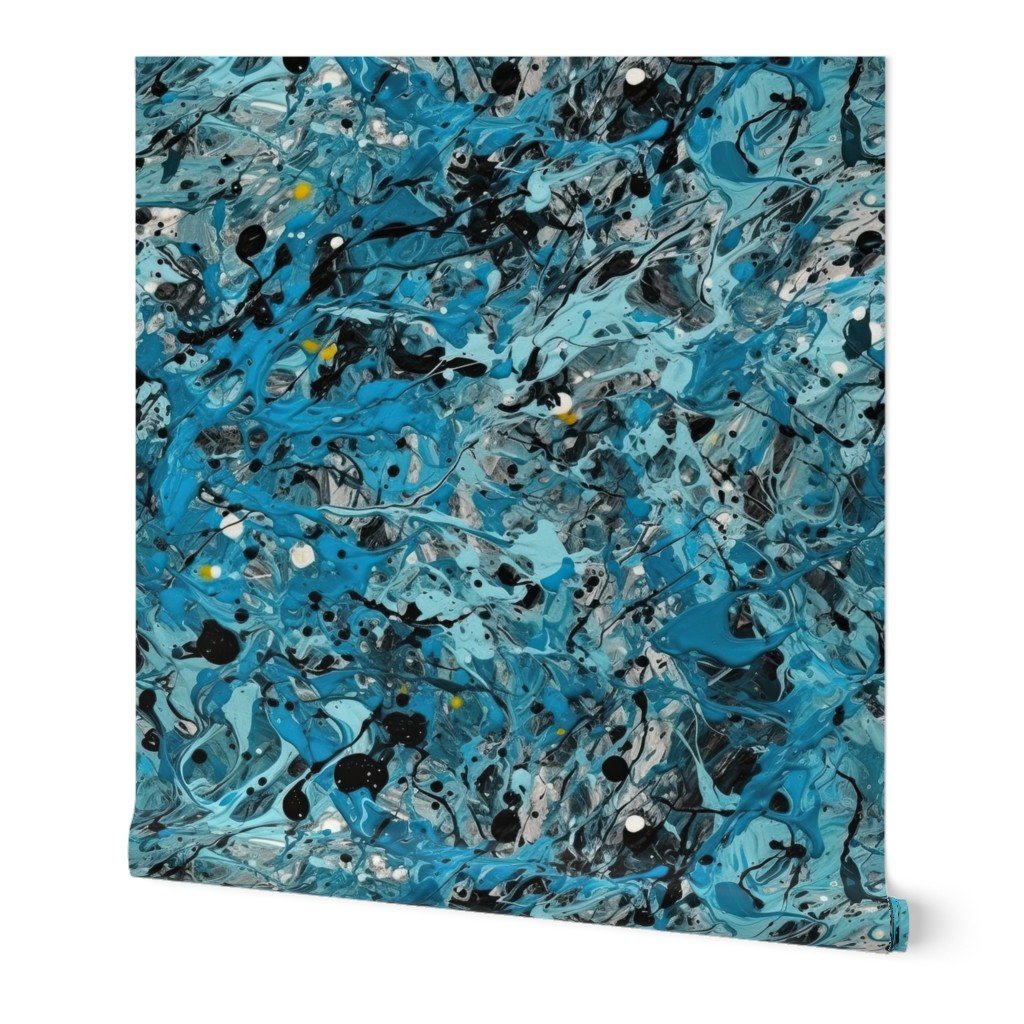 Blue Drip Paint Splatter Technique Wallpaper Blue Drip Paint Splatter Technique Wallpaper