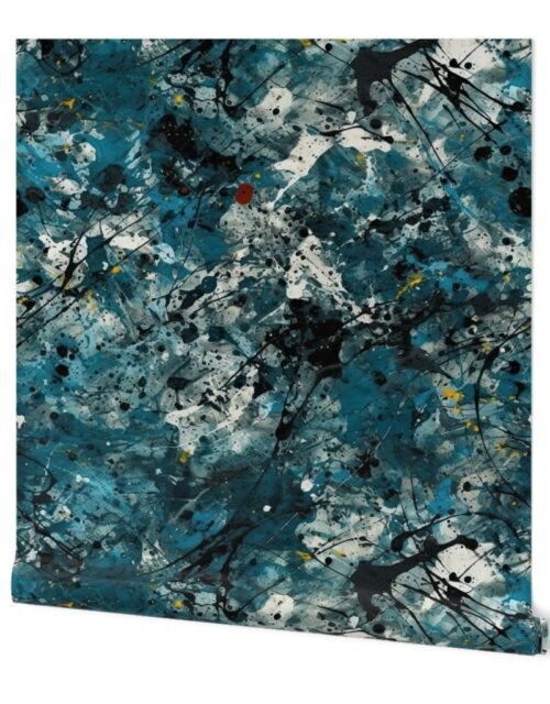 Blue Drip Paint Splatter Technique Wallpaper