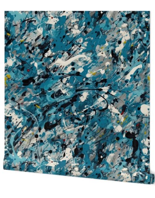 Blue Drip Paint Splatter Technique Wallpaper