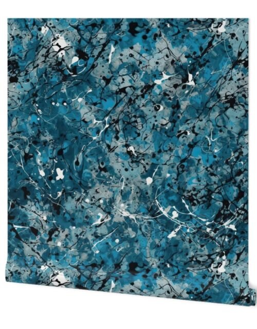 Blue Drip Paint Splatter Technique Wallpaper