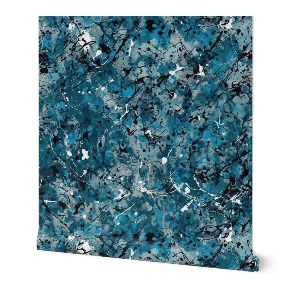 Blue Drip Paint Splatter Technique Wallpaper Blue Drip Paint Splatter Technique Wallpaper