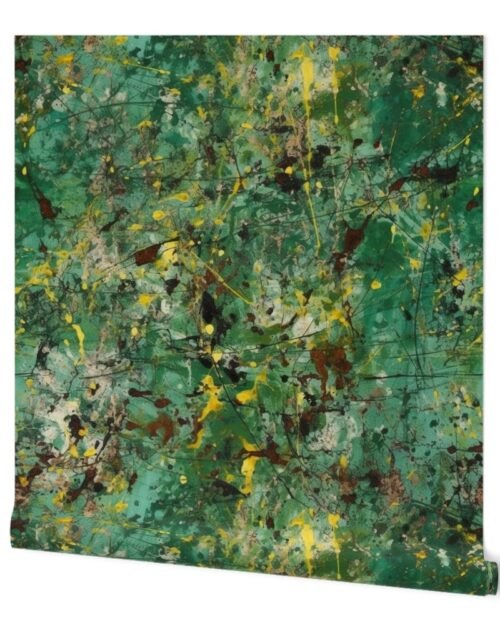 Green Drip Paint Splatter Technique Wallpaper