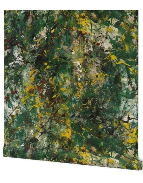 Green Drip Paint Splatter Technique Wallpaper