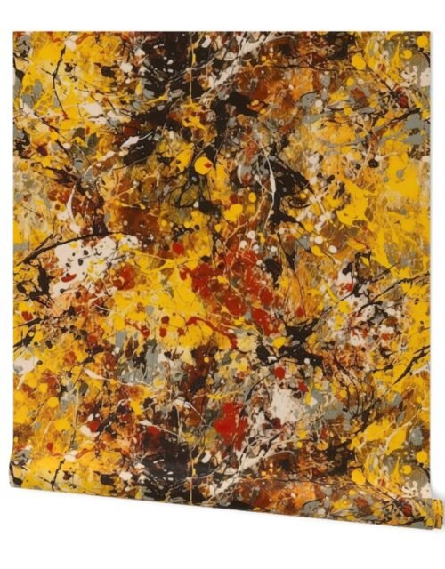 Yellow Drip Paint Splatter Technique Wallpaper