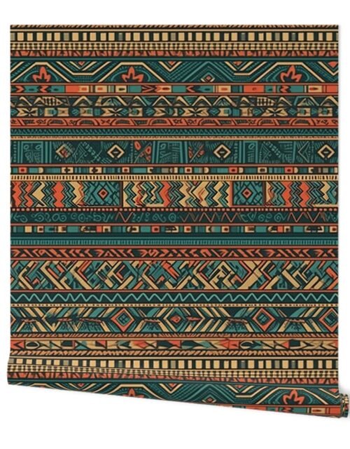 Bright Multicolored Geometric Aztec Pattern Wallpaper