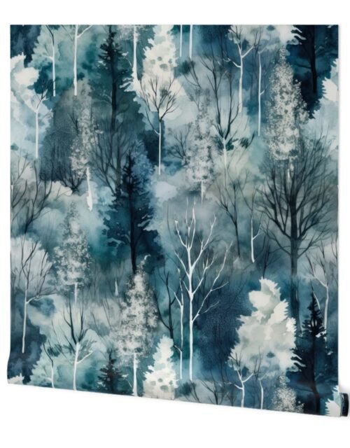 Endless Winter Forest Dreamscape Trees in Misty Forest Wallpaper