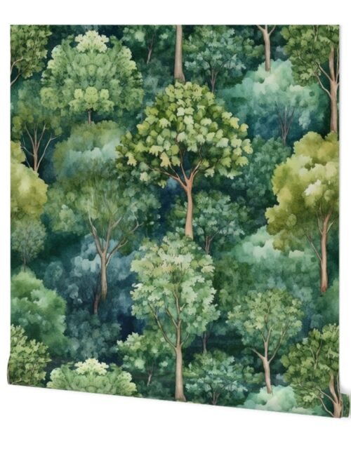 Endless Evergreen Dreamscape Trees in Watercolor Forest Wallpaper
