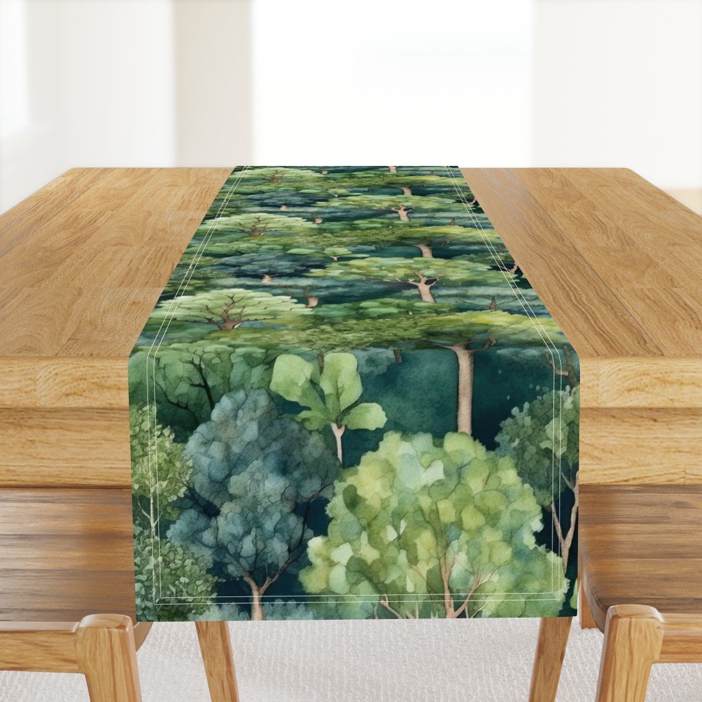 Endless Forest Watercolor Table Runner Endless Forest Watercolor Table Runner