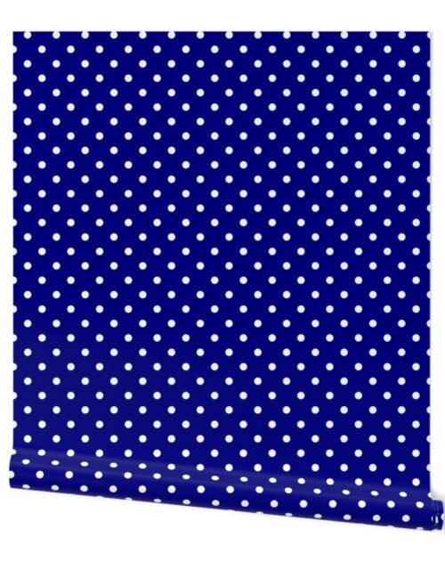 1/2 inch White Polkadots on Royal Blue Wallpaper