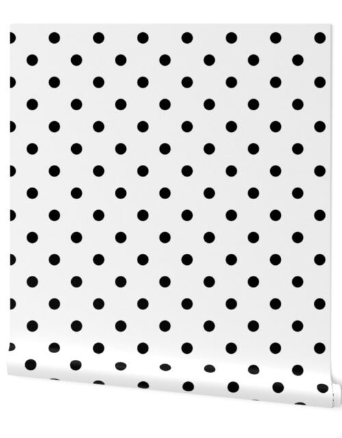 1 inch Black Polkadots on White Wallpaper