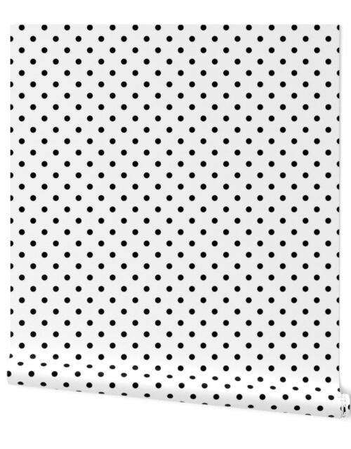 1/2 inch Black Polkadots on White Wallpaper