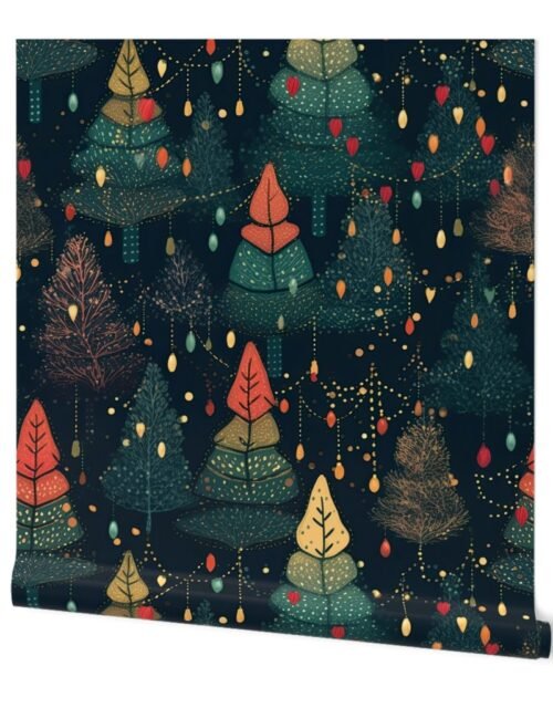 Christmas Tree Farm with Christmas Lights Wallpaper