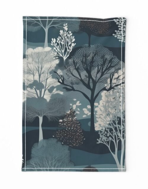 New England Endless Forest Trees Winter Tea Towel