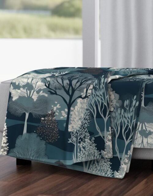 New England Endless Forest Trees Winter Throw Blanket