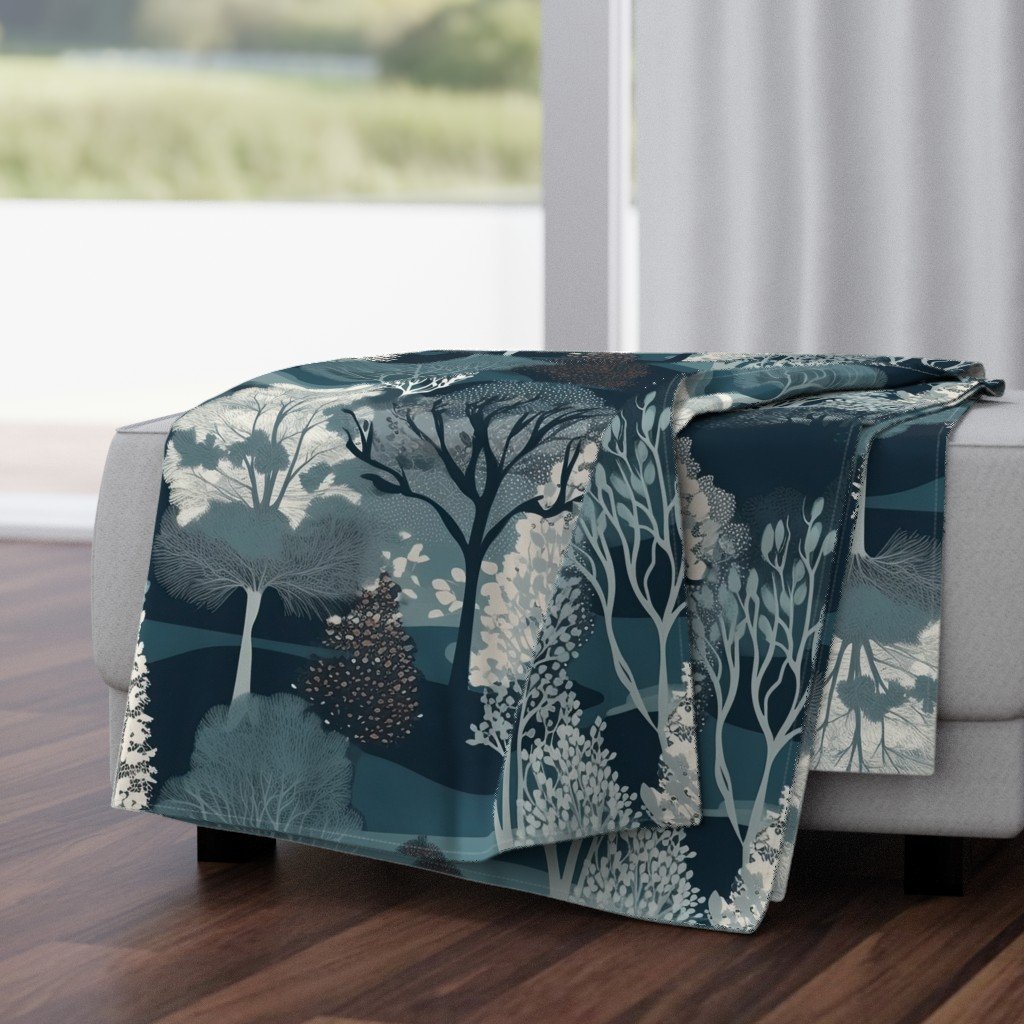 New England Endless Forest Trees Winter Throw Blanket New England Endless Forest Trees Winter Throw Blanket