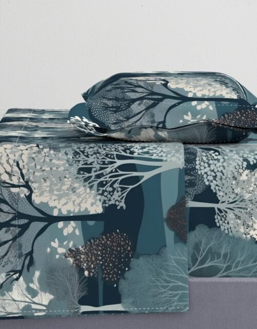 New England Endless Forest Trees Winter Sheet Set