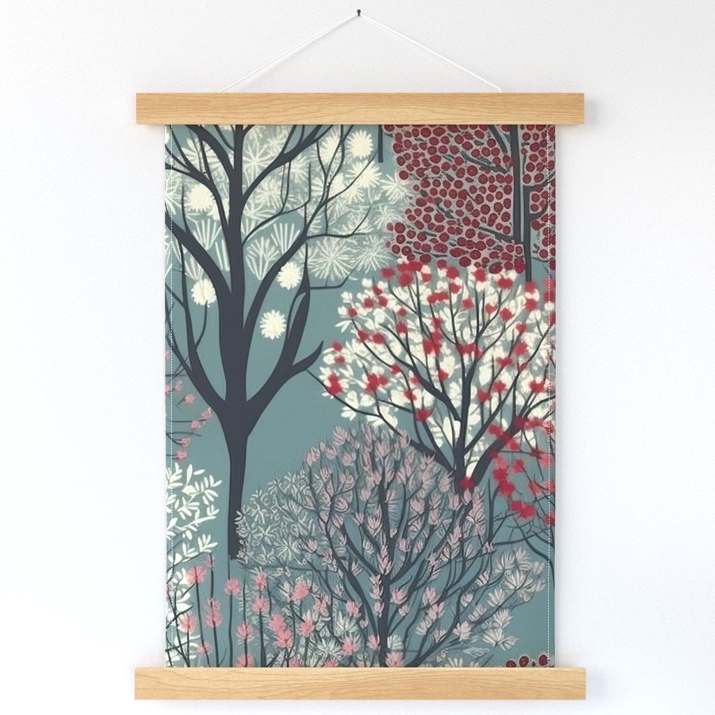 New England Endless Forest Trees Winter Wall Hanging New England Endless Forest Trees Winter Wall Hanging